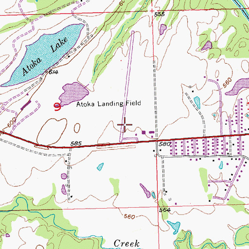 Topographic Map of Atoka Municipal Airport, OK