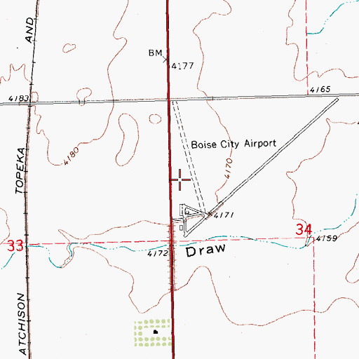 Topographic Map of Boise City Airport, OK