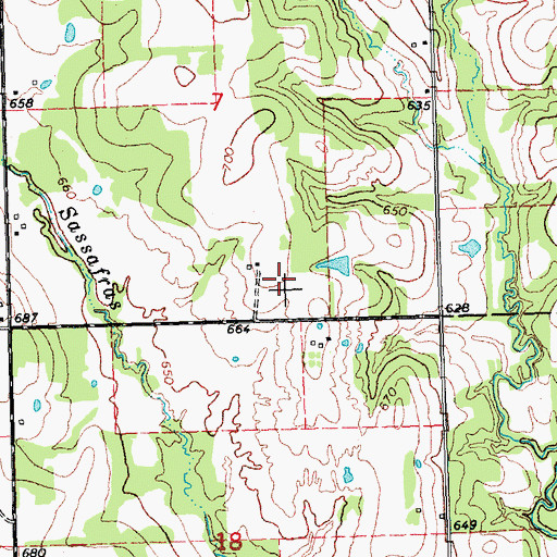 Topographic Map of Marshall Airport (historical), OK