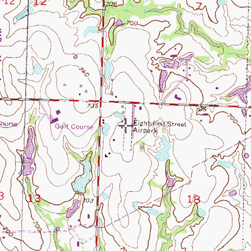 Topographic Map of 81st Street Airpark (historical), OK