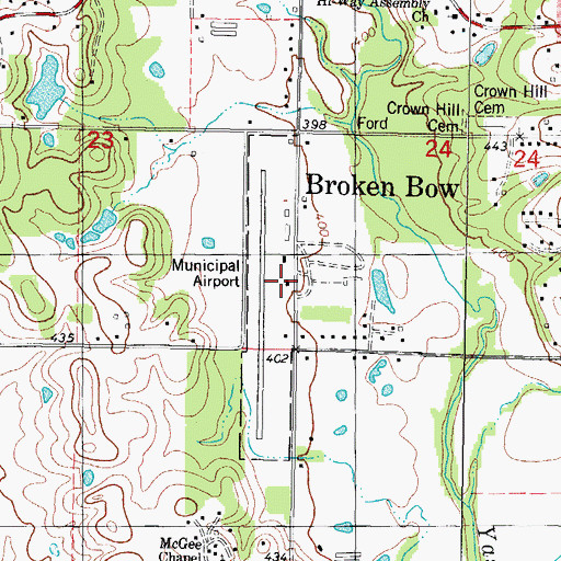 Topographic Map of Broken Bow Airport, OK