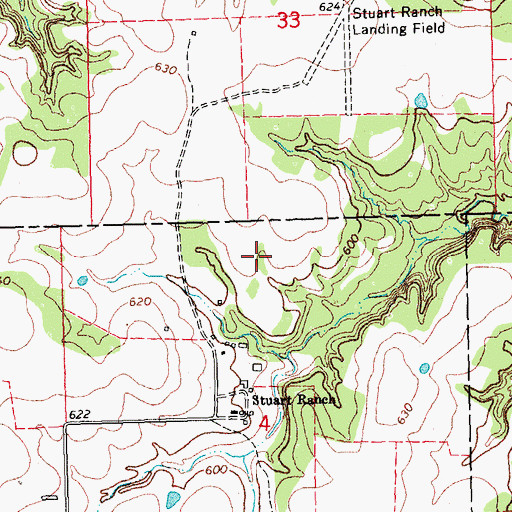 Topographic Map of Stuart Ranch Airport (historical), OK