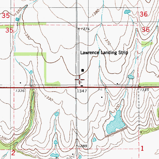 Topographic Map of Carlin Lawrence Airport (historical), OK