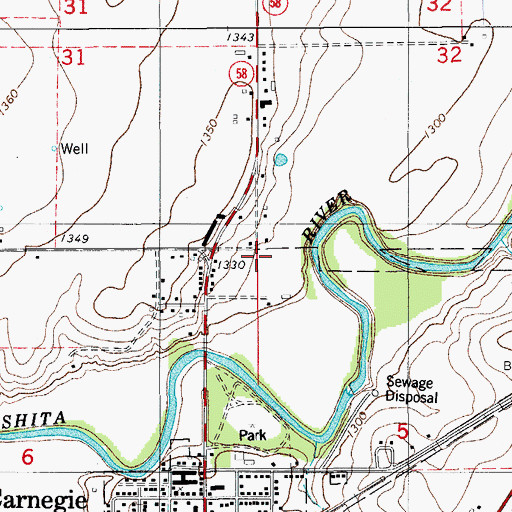 Topographic Map of Carnegie Municipal Hospital Heliport, OK