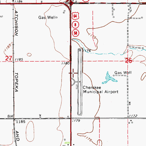 Topographic Map of Cherokee Municipal Airport, OK