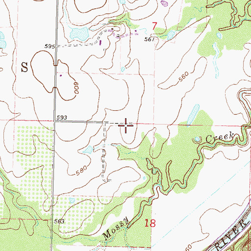 Topographic Map of Sam Riggs Airpark, OK