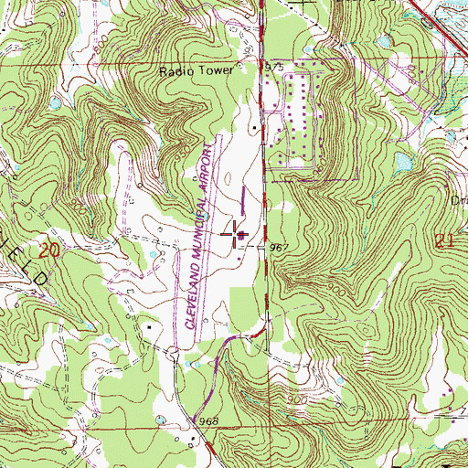 Topographic Map of Cleveland Municipal Airport, OK
