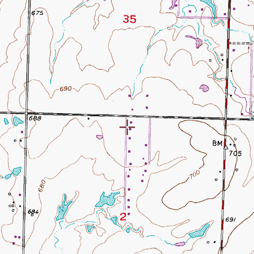 Topographic Map of Airman Acres Airport, OK