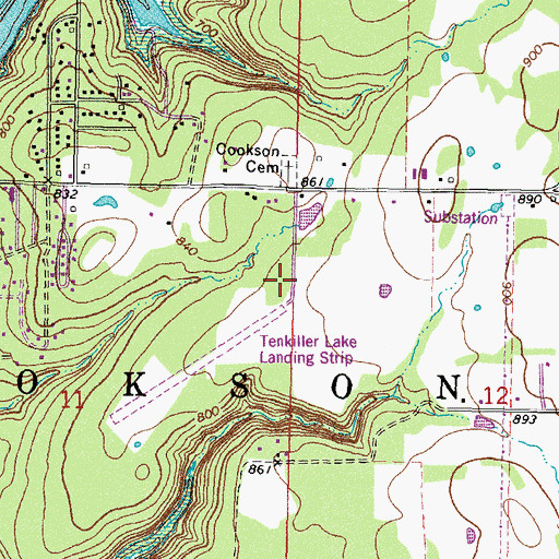 Topographic Map of Tenkiller Lake Airpark, OK