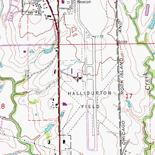 Topographic Map of Halliburton Field, OK