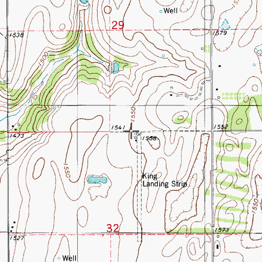 Topographic Map of King Airport, OK