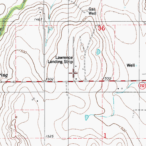 Topographic Map of Lawrence Airport (historical), OK