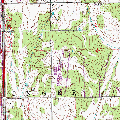 Topographic Map of Myrick Airport, OK