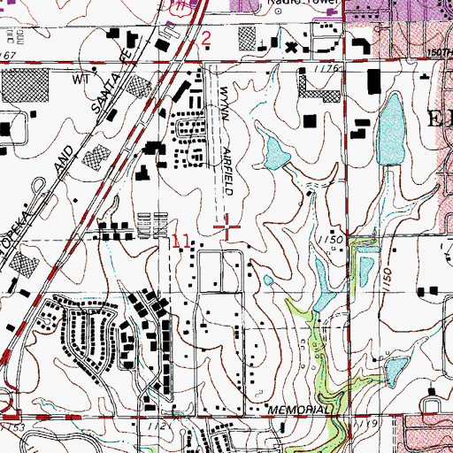 Topographic Map of Wynn Airport (historical), OK
