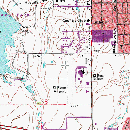 Topographic Map of El Reno Airport, OK