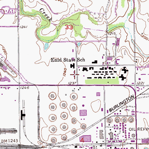 Topographic Map of Enid State School Heliport, OK