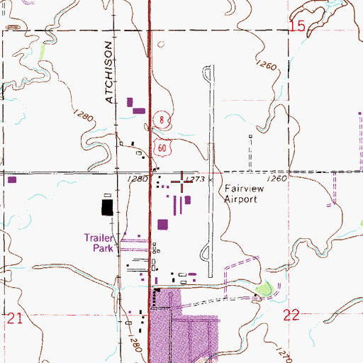 Topographic Map of Fairview Municipal Airport, OK