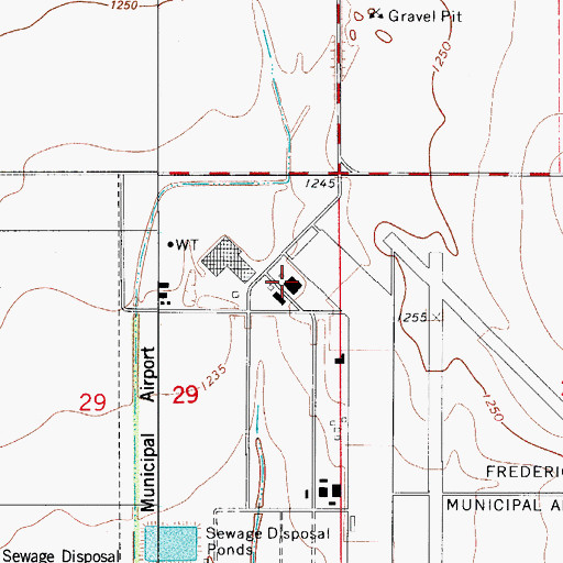 Topographic Map of Frederick Regional Airport, OK