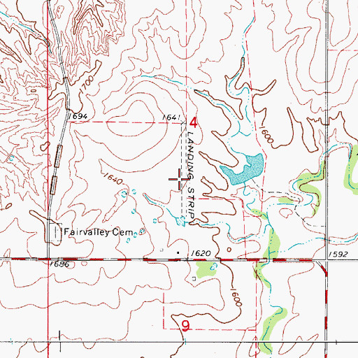 Topographic Map of Eden Ranch Airport (historical), OK