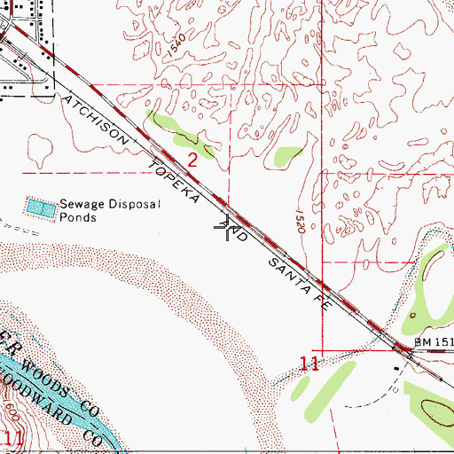 Topographic Map of Freedom Municipal Airport, OK