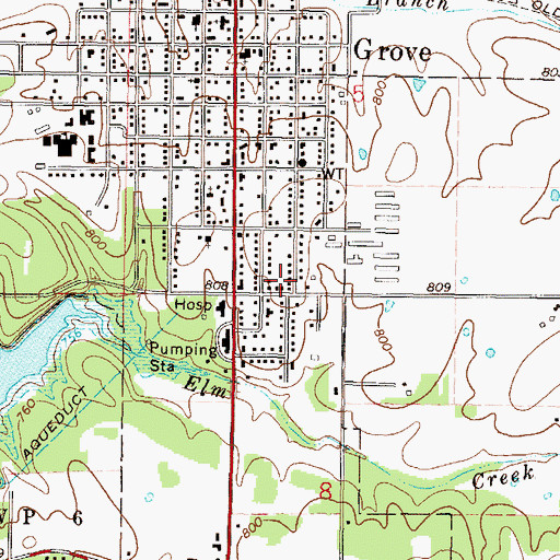 Topographic Map of Grove General Hospital Heliport, OK