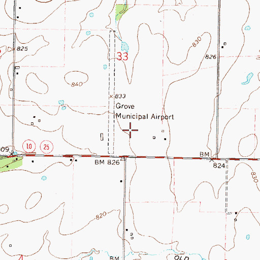 Topographic Map of Grove Municipal Airport, OK