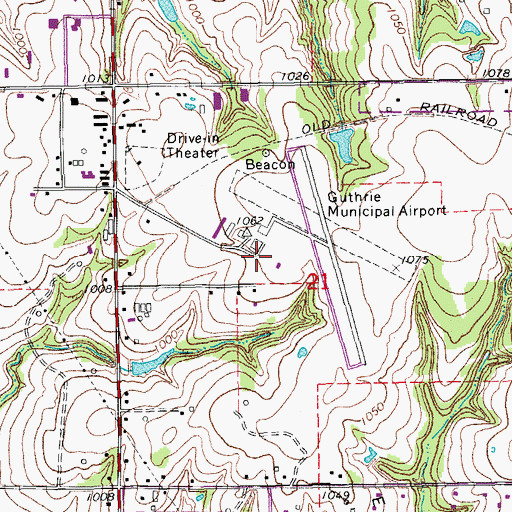 Topographic Map of Guthrie-Edmond Regional Airport, OK