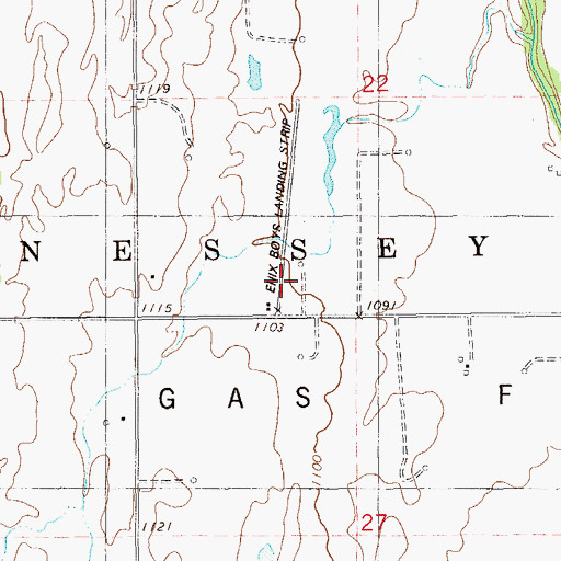 Topographic Map of Enix Boys Airport, OK