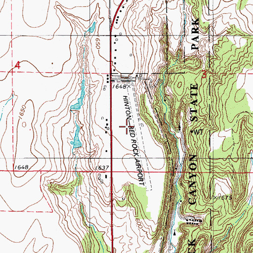 Topographic Map of Red Rock Airport (historical), OK