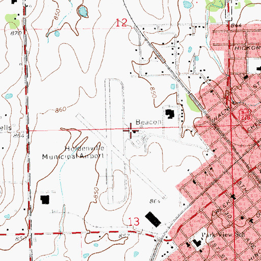 Topographic Map of Holdenville Municipal Airport, OK