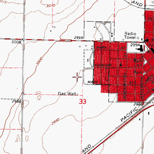 Topographic Map of Hooker Municipal Airport, OK