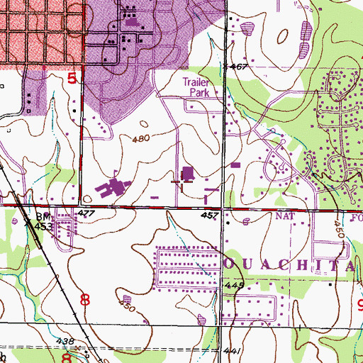 Topographic Map of McCurtain Memorial Hospital Heliport, OK