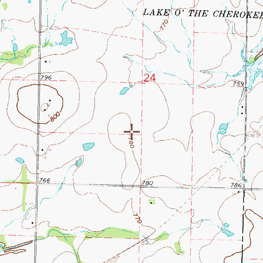 Topographic Map of South Grand Lake Regional Airport, OK