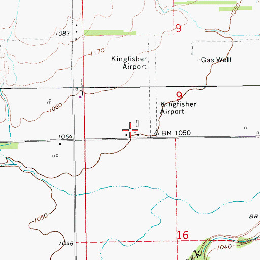Topographic Map of Kingfisher Airport, OK