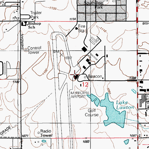 Topographic Map of Lawton-Fort Sill Regional Airport, OK