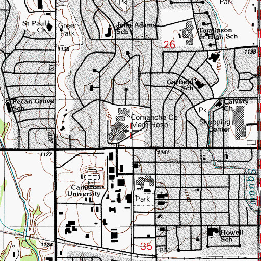 Topographic Map of Comanche County Memorial Hospital Heliport, OK