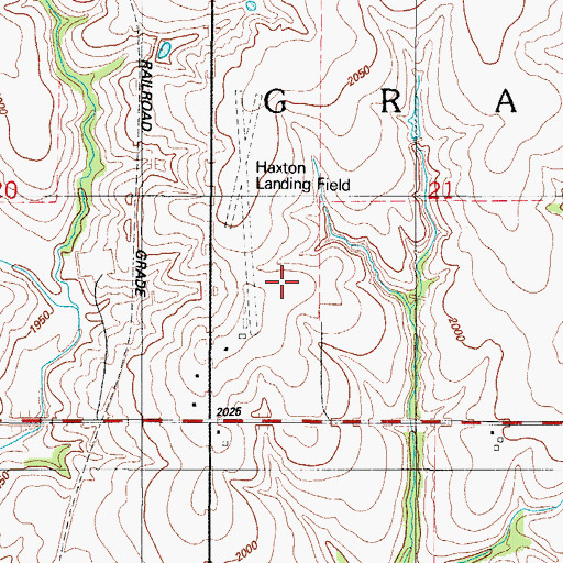 Topographic Map of Haxton Airport (historical), OK