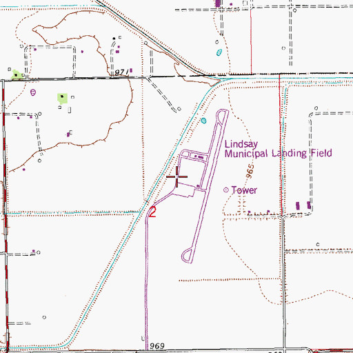 Topographic Map of Lindsay Municipal Airport, OK
