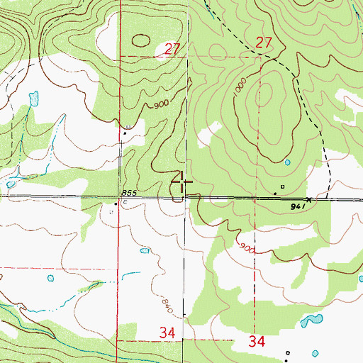 Topographic Map of Barry Dotson Ranch Airport (historical), OK