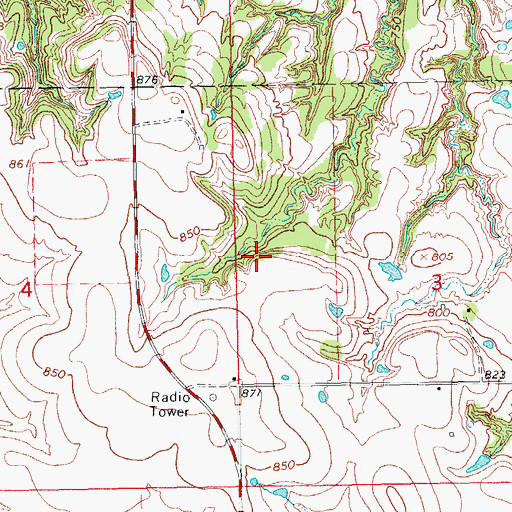 Topographic Map of Hankins Airport, OK