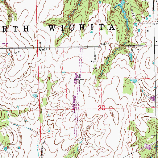 Topographic Map of Frost Ranch Airport (historical), OK