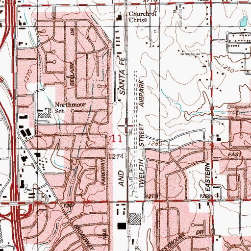 Topographic Map of Moore Airpark (historical), OK
