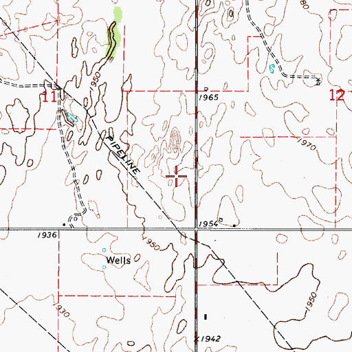 Topographic Map of Mooreland Municipal Airport, OK