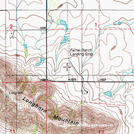 Topographic Map of Ferrell Ranch Airport, OK
