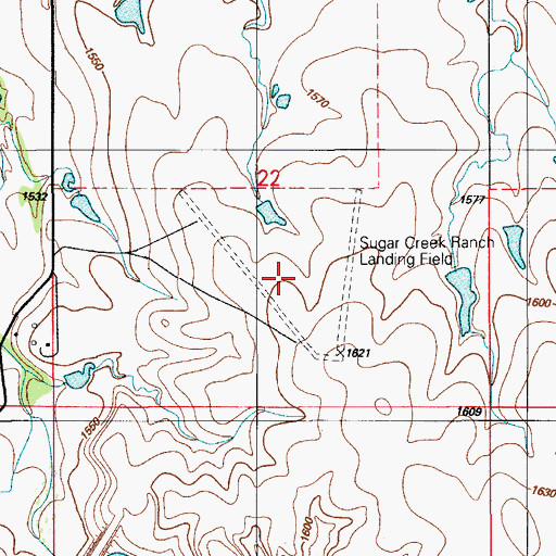 Topographic Map of Sugar Creek Ranch Airport (historical), OK