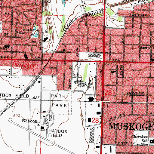 Topographic Map of Muskogee Regional Medical Center Heliport, OK