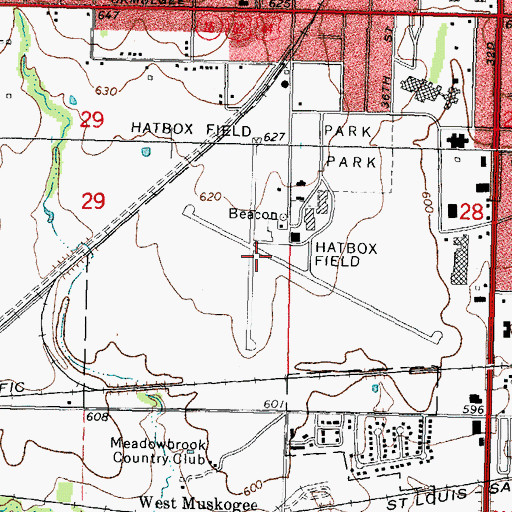 Topographic Map of Hatbox Field, OK