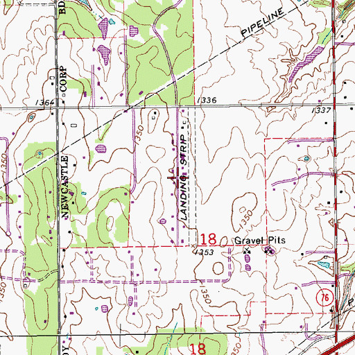 Topographic Map of Cole Landing Area, OK