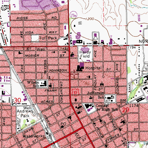 Topographic Map of Norman Regional Hospital Heliport, OK