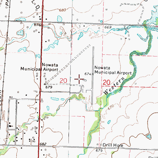 Topographic Map of Nowata Municipal Airport, OK